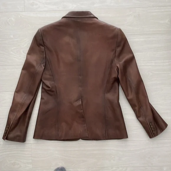Ralph Lauren Blue Label Brown Lamb Leather Blazer - Picture 8 of 15